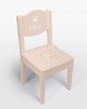 Vaaleanpunainen kastejakkara vauvan syntymätiedoilla