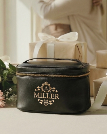 Musta meikkilaukku, jossa tilaa tarvikkeillesi