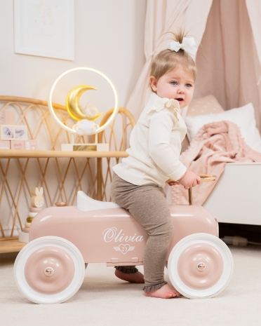 Rosa sparkbil för barn med namn