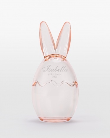 Vaaleanpunainen lasinen pääsiäismuna henkilökohtaisella kaiverruksella