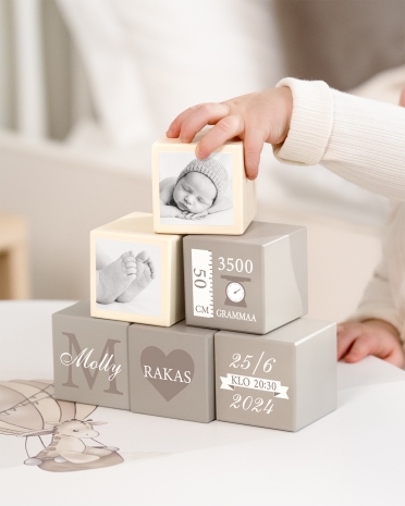 Beigejä lohkoja henkilökohtaisella aiheella ja tekstillä