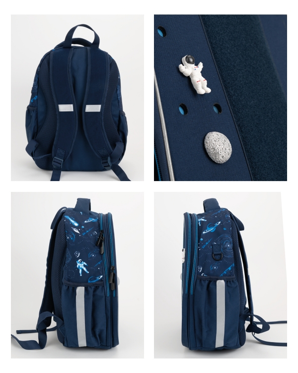 Tummansininen lasten reppu jibbitzeillä