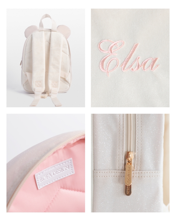 Lapsen nimeä kantava reppu, joka sopii hyvin päiväkotiin