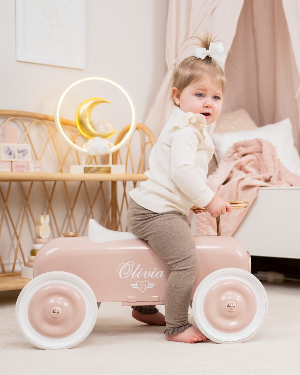 Rosa sparkbil för barn med namn
