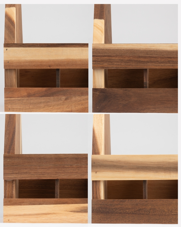 Väri muuttuu puisessa olutkorissa, jossa on nimi