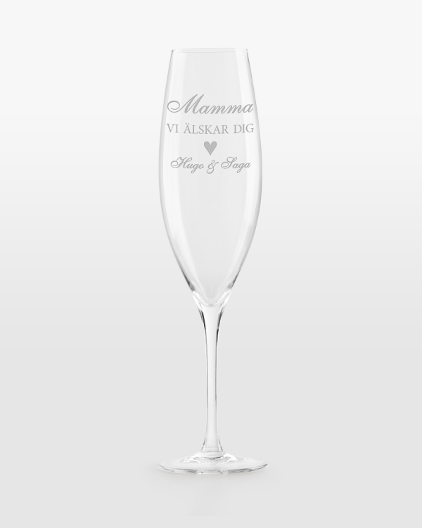 Champagneglas med personlig gravyr till mamma