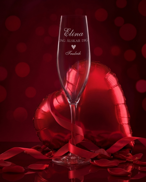 Personligt graverade champagneglas