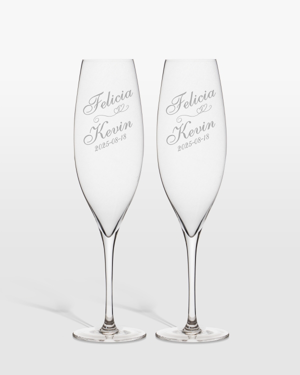 Champagneglas med gravyr - Love