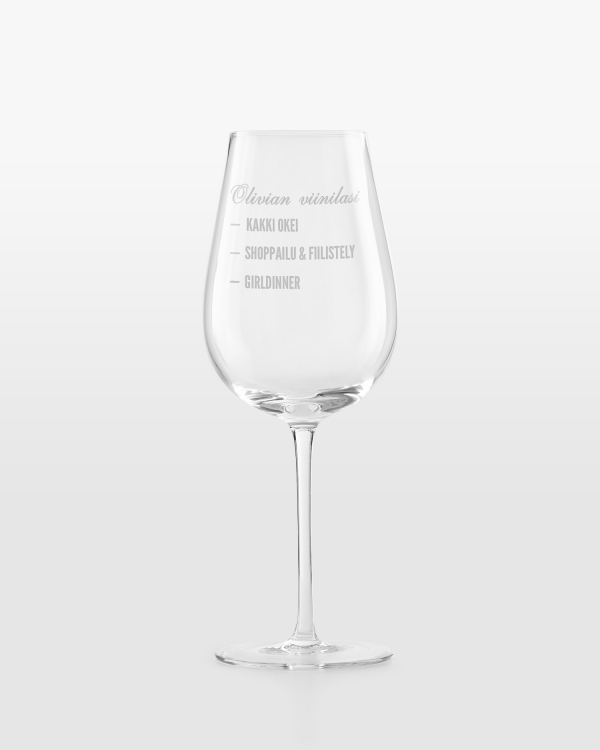 Henkilökohtaisesti kaiverrettu viinilasi
