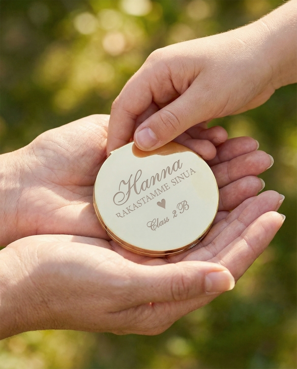Taskupeili henkilökohtaisella kaiverruksella opettajalle