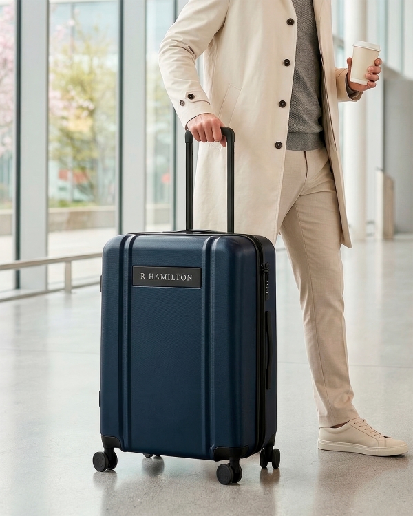 Tyylikäs matkalaukku henkilökohtaisella kaiverruksella