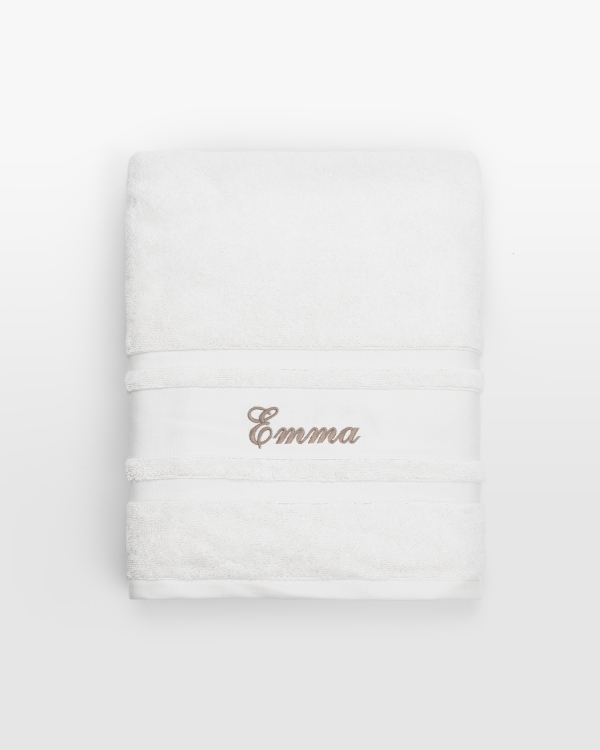 kirjottu pyyhe nimellä