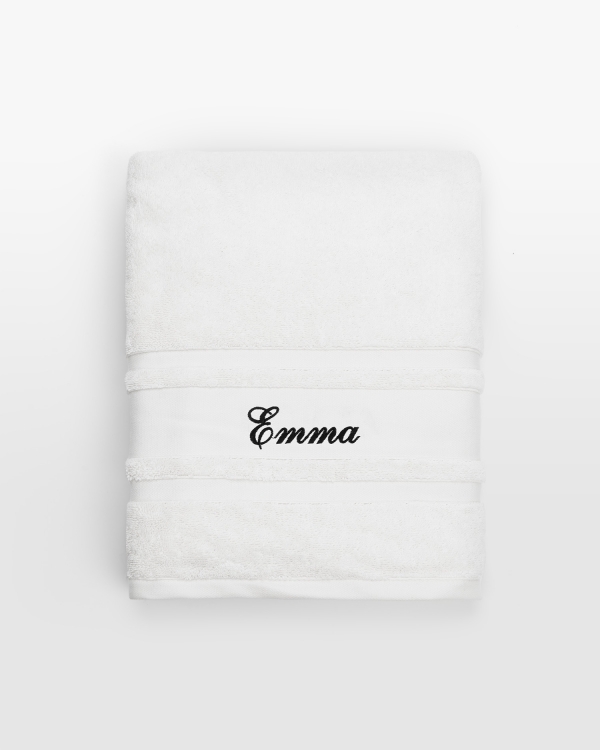 kirjottu pyyhe nimellä