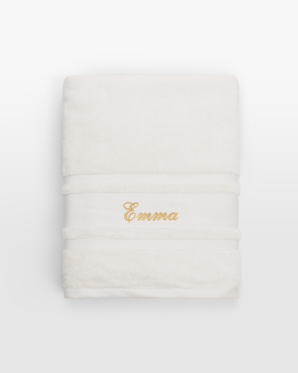 kirjottu pyyhe nimellä