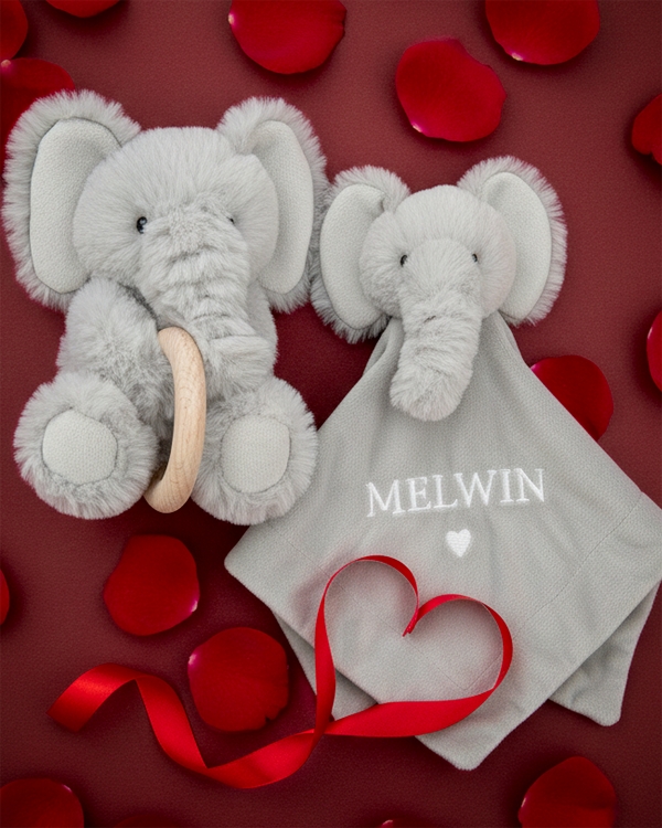 Norsun muotoinen pehmoinen peitto ja purulelu nimellä ystävänpäiväksi