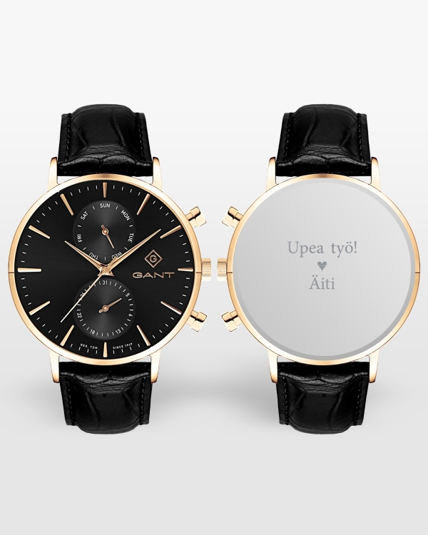 Personoitu kaiverrettu kello valmistujaislahjaksi