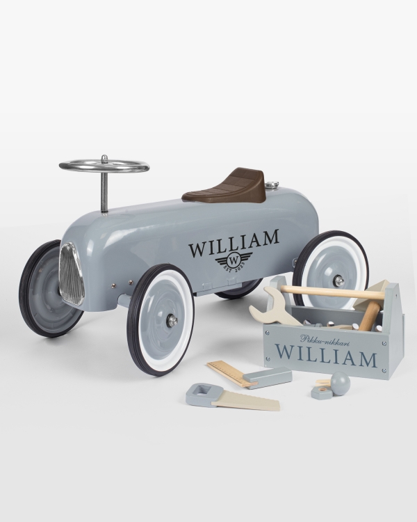 Potkuauto ja työkalulaatikko nimellä