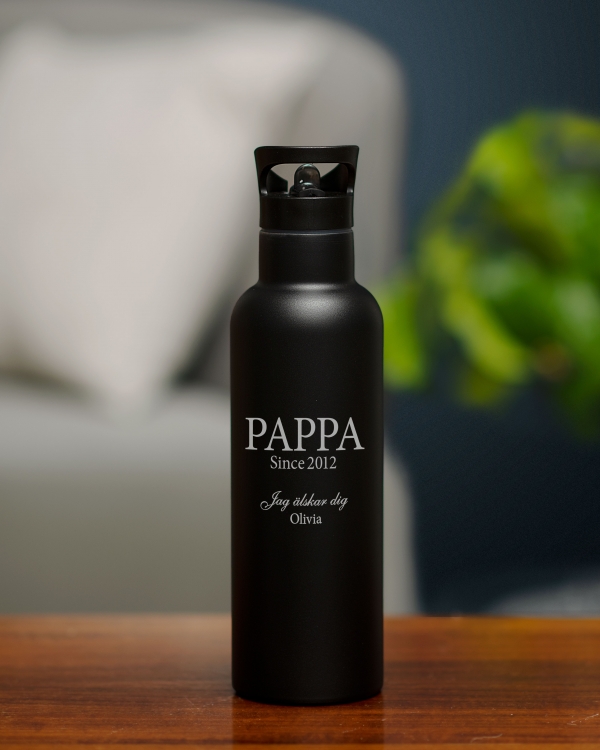 Water bottle Black Matte - Älskar dig