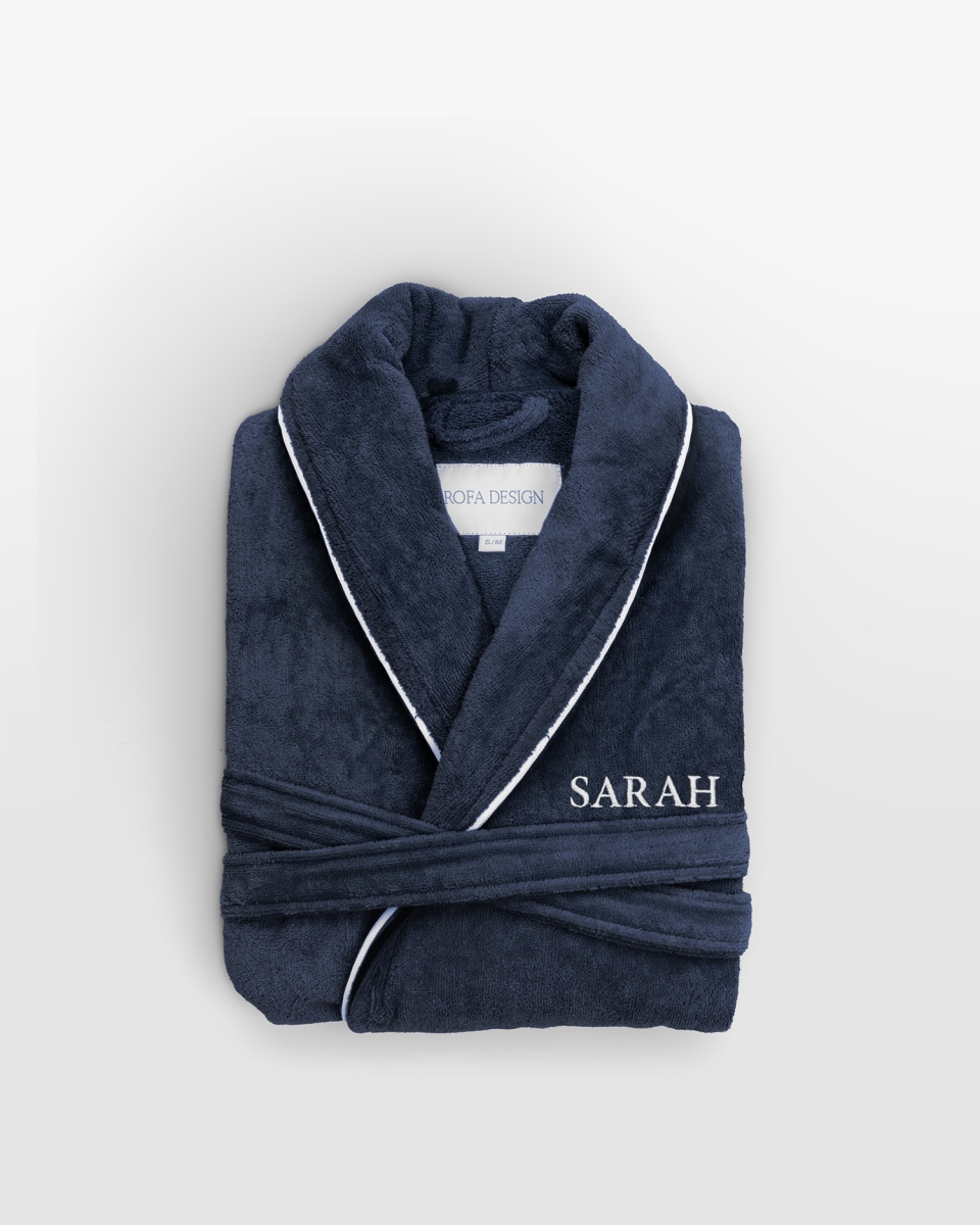 Lasten kylpytakki nimellä, mariininsininen (Koko: 134/140)